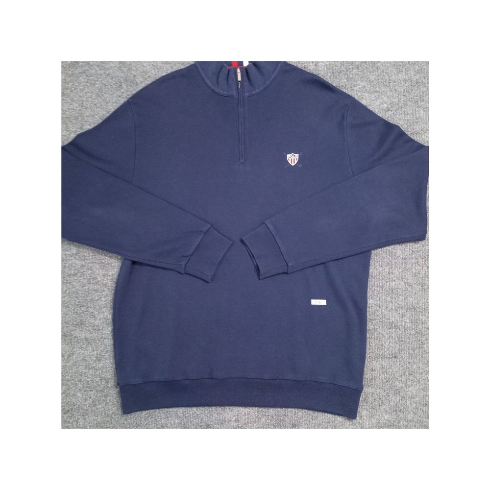 Polo Golf Ralph Lauren Pullover Men's Large Blue Quarter Zip Sweater USA